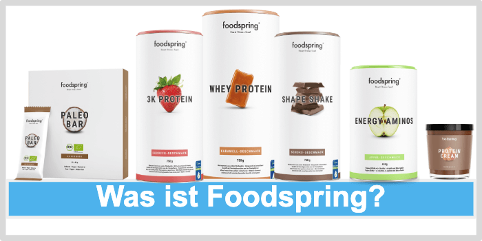 Verschiedene Produkte des Foodspring Herstellers zu sehen Was ist Food Spring