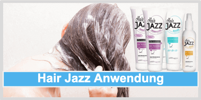 Frau wäscht sich die Haare Hair Jazz Anwendung