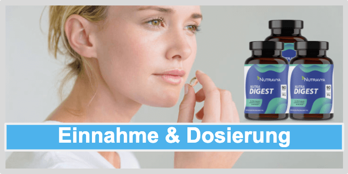 Frau nimmt eine Kapsel ein Nutra Digest Einnahme Dosierung