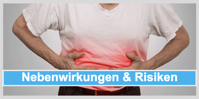 Mann hält sich aufgrund Schmerzen die Hände an den Bauch Nutra Digest Nebenwirkungen Risiken