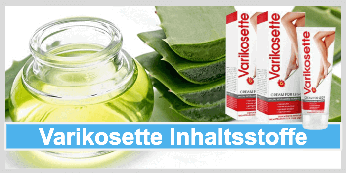 Aloe Vera Blätter und ein Glas mit Flüssigkeit Varikosette Inhaltsstoffe