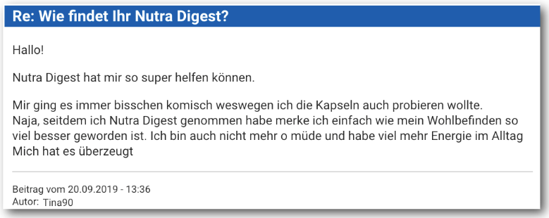 Ein weiterer Erfahrungsbericht aus einem Forum Nutra Digest Erfahrungsbericht Bewertung Kritik Nutra Digest