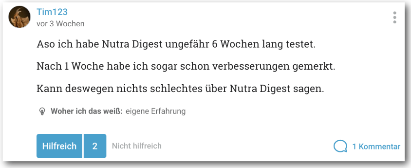 Ein negativer Erfahrungsbericht aus der gutefrage.net Community Nutra Digest Erfahrung Erfahrungen Erfahrungsbericht