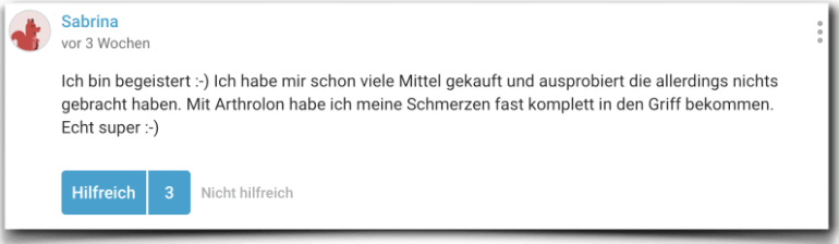 Ein positiver Erfahrungsbericht aus der gutefrage.net Community Arthrolon Erfahrung Erfahrungen Erfahrungsbericht