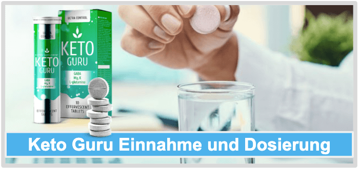 Eine Person lässt eine Brausetablette ins Glas fallen. Keto Guru Einnahme und Dosierung