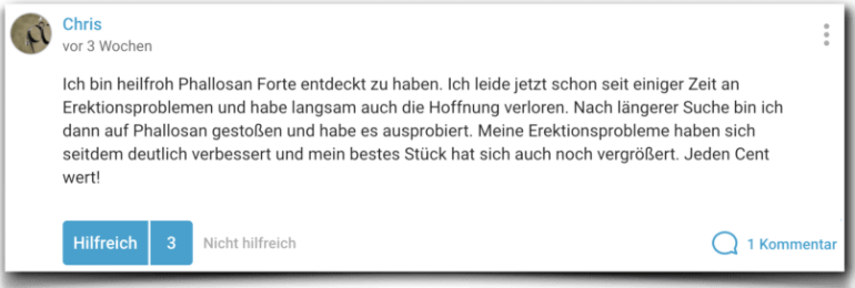 Ein positiver Erfahrungsbericht aus der gutefrage.net Community Phallosan Forte Erfahrung Erfahrungen Erfahrungsbericht