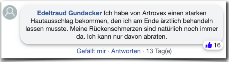 Ein Erfahrungsbericht aus einem Forum Artrovex Erfahrungsbeircht Bewertung Kritik Erfahrungen