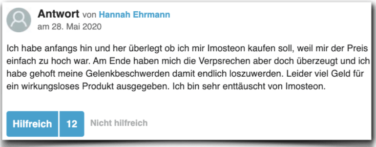Ein negativer Erfahrungsbericht aus der gutefrage.net Community Imosteon Erfahrung Erfahrungen Erfahrungsbericht