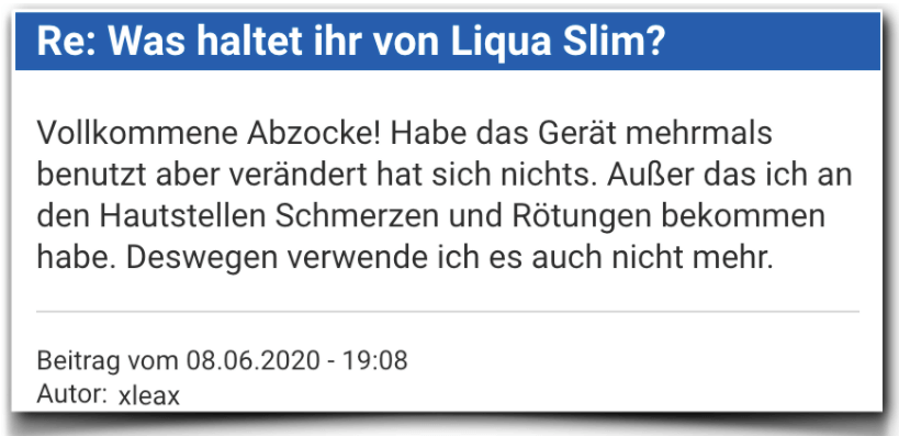 Ein weiterer negativer Erfahrungsbericht. Liqua Slim Bewertung Erfahrungsbericht Liqua Slim