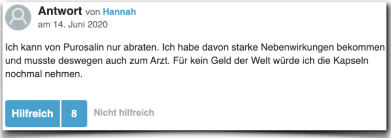 Ein negativer Erfahrungsbericht aus der gutefrage.net Community Purosalin Erfahrung Erfahrungen Erfahrungsbericht