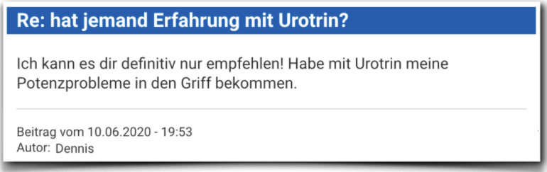 Ein weiterer Erfahrungsbericht aus einem Forum Urotrin Erfahrungsbericht Bewertung Kritik Urotrin