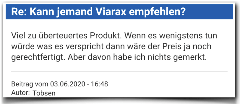 Ein weiterer negativer Erfahrungsbericht aus einem Forum. Viarax Bewertungen Erfahrungen Viarax