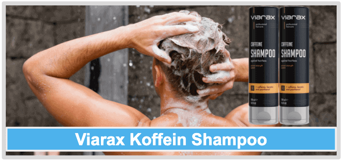 Ein Mann beim Haare waschen zu sehen. Viarax Koffein Shampoo