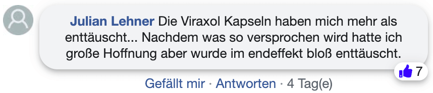 Ein negativer Erfahrungsbericht. Viraxol Erfahrungsberichte Kritik Facebook