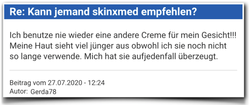 Ein weiterer positiver Erfahrungsbericht. Skinxmed Bewertungen Erfahrungen