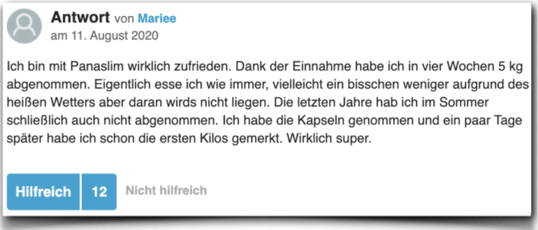 Ein positiver Erfahrungsbericht aus der gutefrage.net Community Panaslim Erfahrung Erfahrungen Erfahrungsbericht