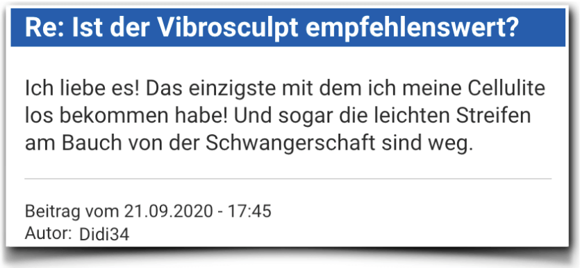 Ein weiterer Erfahrungsbericht aus einem Forum Vibrosculpt Erfahrungsbericht Bewertung Vibrosculpt