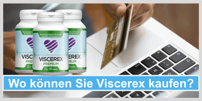Mann hält Kreditkarte in der Hand und sitzt am Laptop Viscerex kaufen