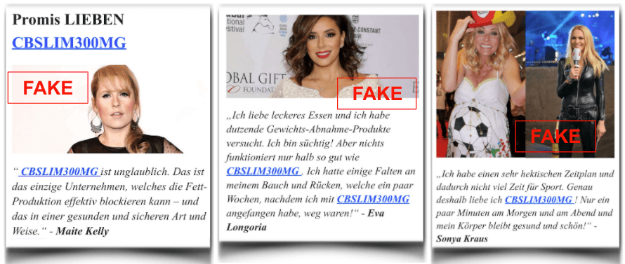 Gefälschte Promiberichte CB Slim 300 Promis fake
