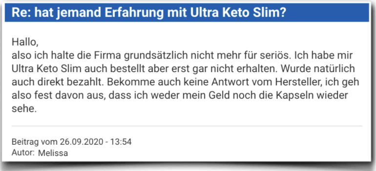 Ein Erfahrungsbericht aus einem Forum Ultra Keto Slim Erfahrungsbericht Bewertung Kritik Erfahrungen
