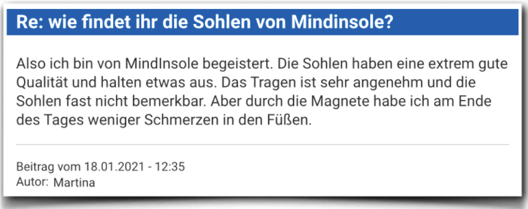 Ein Erfahrungsbericht aus einem Forum MindInsole Erfahrung Erfahrungsbericht Bewertung MindInsole