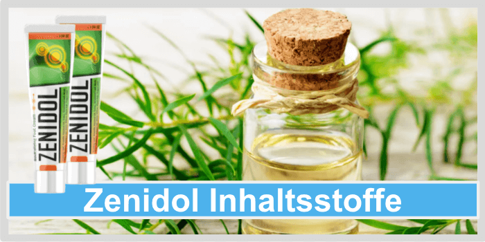 Teebaumöl in einem Glasfläschchen Zenidol Inhaltsstoffe