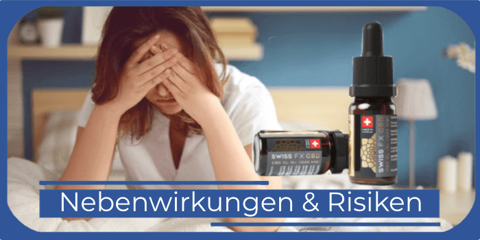 Müde Frau sitzt auf dem Bett SWISS FX CBD Nebenwirkungen Risiken