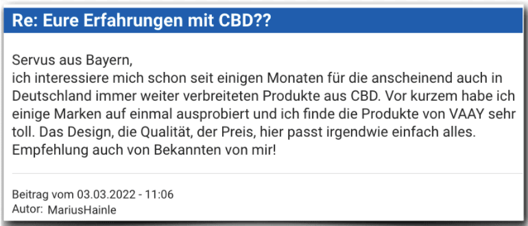 Ein Erfahrungsbericht aus einem Forum VAAY Erfahrungen Erfahrungsbericht Bewertung VAAY