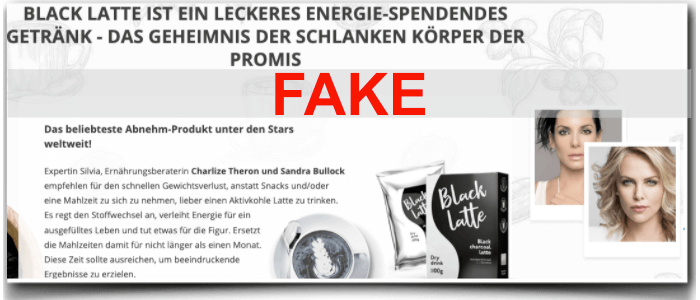 Werbeaussage des Herstellers mit den Promis zu sehen Black Latte Werbung mit Promis