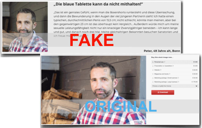 Fake Erfahrungsbericht und original Foto zu sehen Collosel Fake Erfahrungsbericht