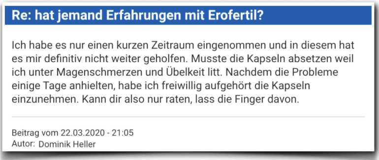 Ein weiterer Erfahrungsbericht aus einem Forum Erofertil Erfahrungsbericht Bewertung Kritik Erofertil