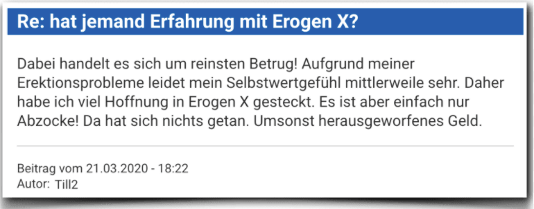 Ein weiterer Erfahrungsbericht aus einem Forum Erogen X Erfahrungsbericht Bewertung Kritik Erogen X