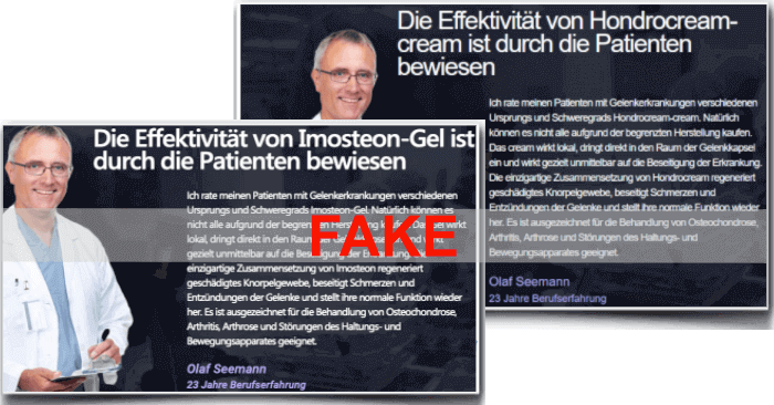 Beweis, dass es sich um einen Fake Arzt handelt Imosteon Fake Arzt