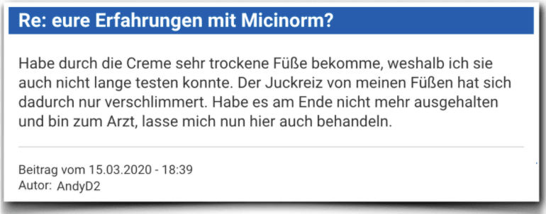 Ein weiterer Erfahrungsbericht aus einem Forum Micinorm Erfahrungsberichte Bewertung Kritik Micinorm
