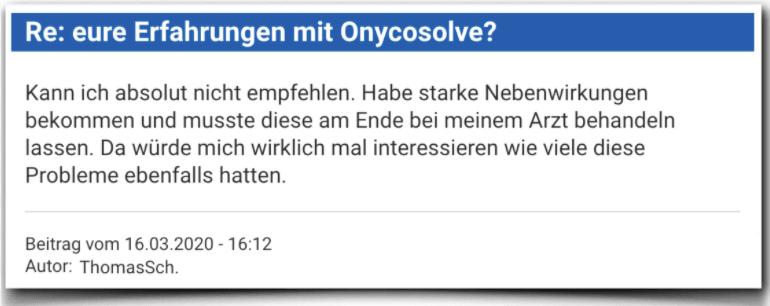 Ein weiterer Erfahrungsbericht aus einem Forum Onycosolve Erfahrungsbericht Bewertung Kritik Onycosolve