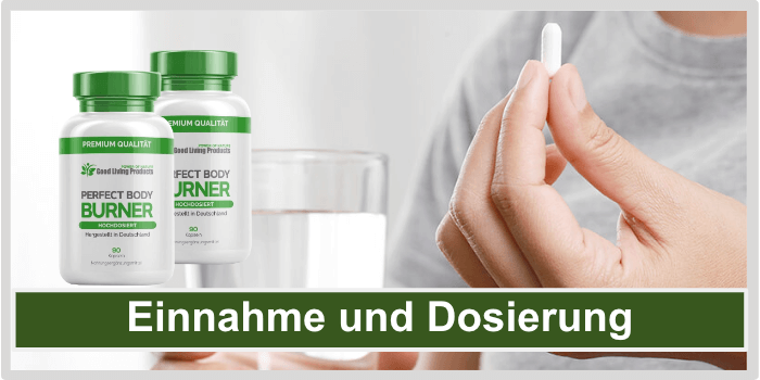 Frau hat eine Kapsel und ein Glas Wasser in der Hand Perfect Body Burner Einnahme Dosierung Anwendung