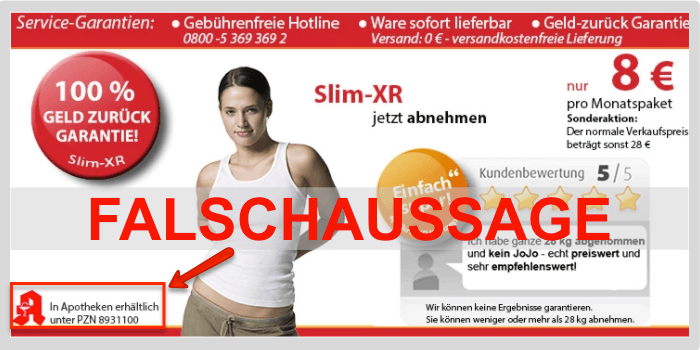 Die Falschaussage des Herstellers Slim XR PZN Falschaussage
