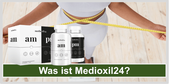 Frau steht auf einer Waage und misst ihren Bauchumfang Was ist Medioxil24