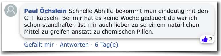 Ein positiver Erfahrungsbericht aus einem Facebook Kommentar C Plus Erfahrungsberichte Kritik Erfahrung