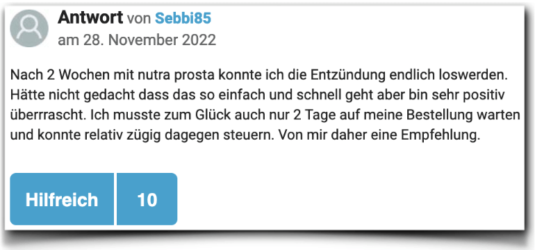 Ein Erfahrungsbericht aus einem Forum Nutra Prosta Bewertungen Erfahrungen gutefrage