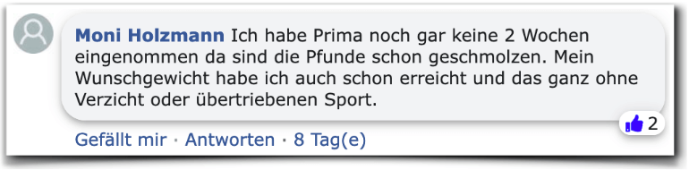 Ein weiterer positiver Erfahrungsbericht Prima Kapseln Bewertungen Erfahrungen Facebook