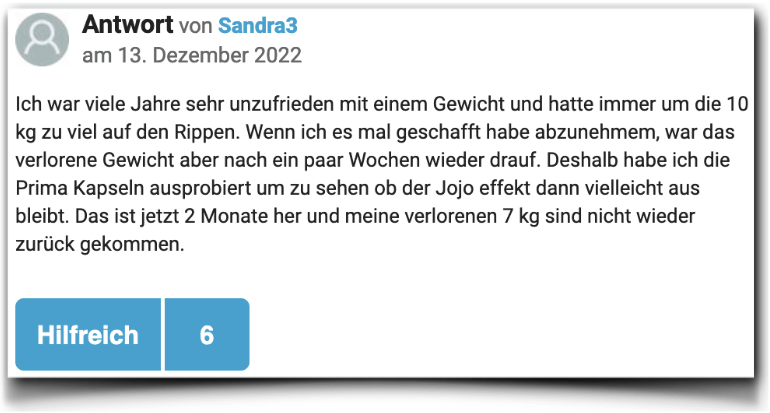 Ein Erfahrungsbericht aus einem Forum Prima Kapseln Erfahrungen Bewertung