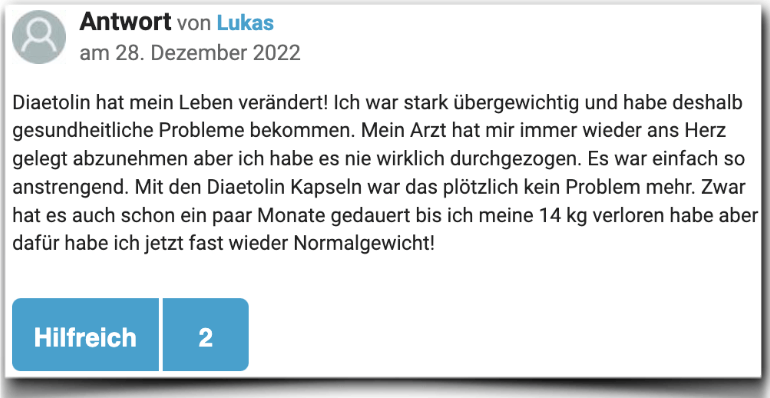 Ein Erfahrungsbericht aus einem Forum Diaetolin Erfahrung Bewertung Erfahrungen