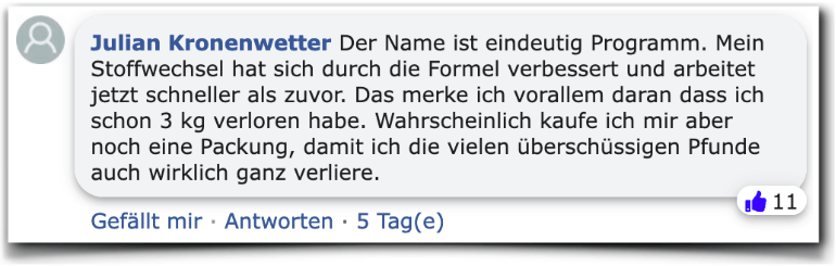 Ein positiver Erfahrungsbericht aus einem Facebook Kommentar Die Stoffwechsel Formel Erfahrungsberichte Kritik Erfahrung