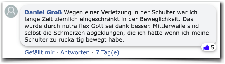 Ein positiver Erfahrungsbericht aus einem Facebook Kommentar Nutra Flex Erfahrungen Bewertung Kritik