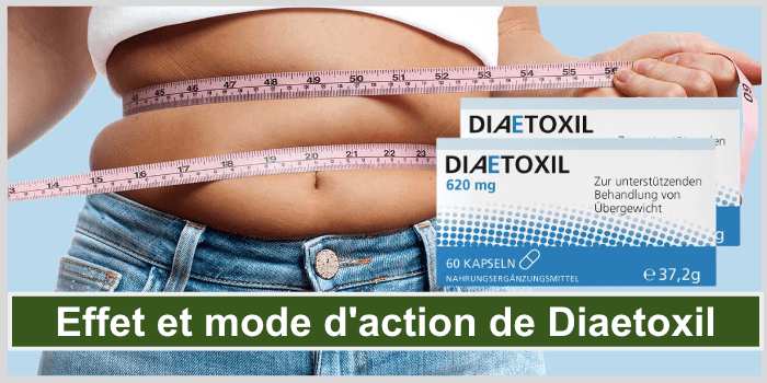 Une femme trapue mesure son tour de taille Effet et mode d'action de Diaetoxil