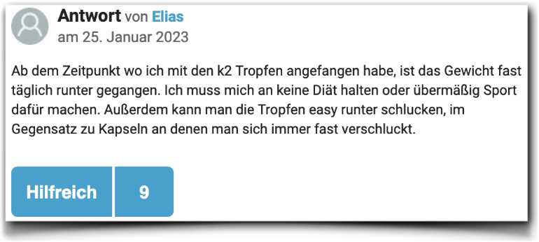 Ein Erfahrungsbericht aus einem Forum K2 Tropfen Erfahrungen Bewertung gutefrage