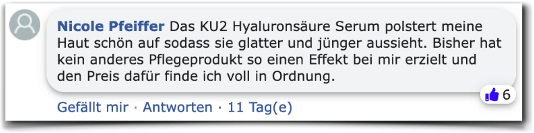 Ein positiver Erfahrungsbericht aus einem Facebook Kommentar KU2 Cosmetics Erfahrungen Bewertung Kritik