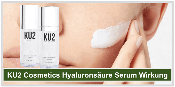 Person cremt Gesicht ein Ku2 Cosmetics Hyaluronsaeure Serum Wirkung Wirkungseintritt