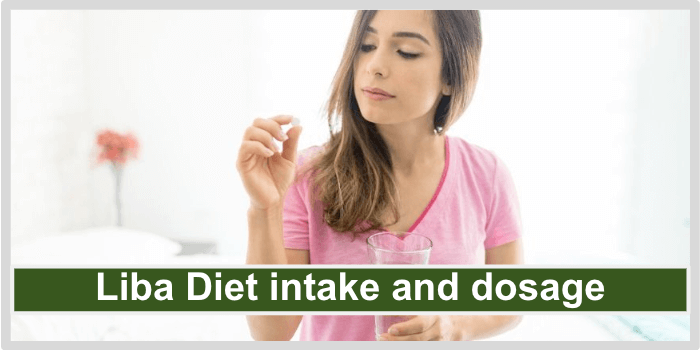 Woman takes one capsule with a glass of water Liba Diet intake and dosage